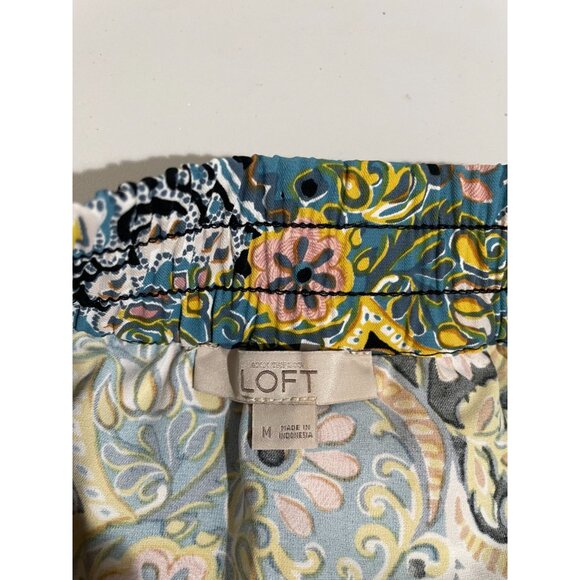 Loft Womens Floral Print Elastic Waist Skirt With Tie Detail M - Picture 6 of 12